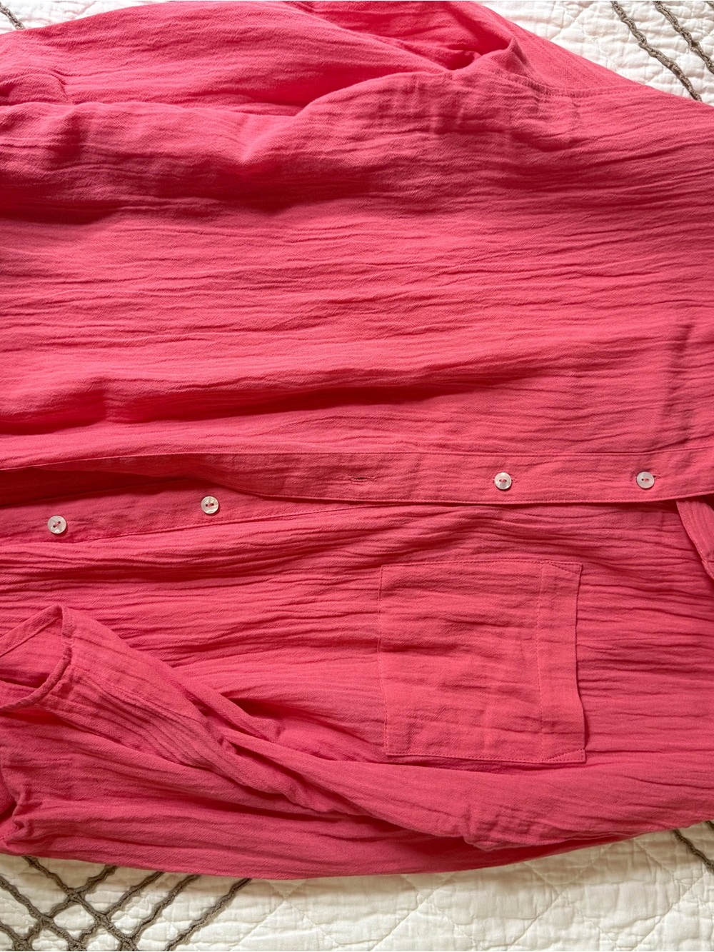 BKE Button-Front Blouse in Coral Pink